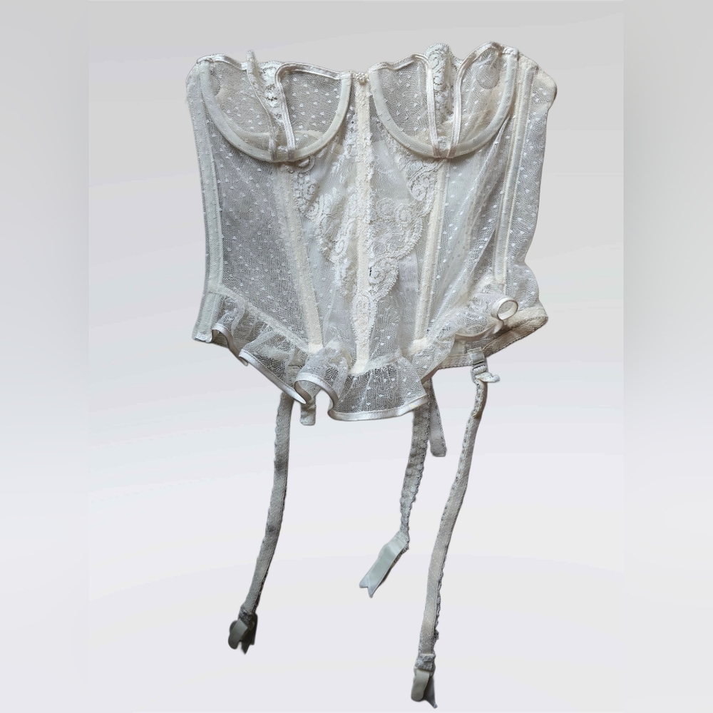 Christian Dior Intimates Vintage Lace Sheer Corset With Flaws